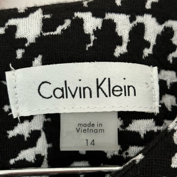 Calvin Klein Black/White Houndstooth Classic A-Line Dress - Picture 8 of 8